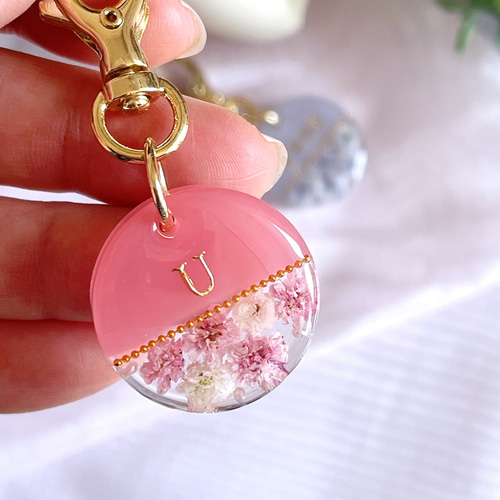 かすみ草のキーホルダー/名入れ/イニシャル/プチギフト/16G金具 その他