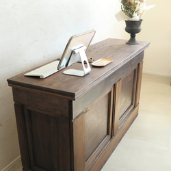 折畳みアンティークレジカウンター  折たたみテーブル プランツスタンド 水槽 商品ディスプレイ 店舗什器 マルシェ 3枚目の画像