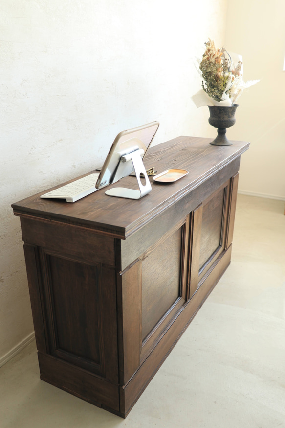 折畳みアンティークレジカウンター  折たたみテーブル プランツスタンド 水槽 商品ディスプレイ 店舗什器 マルシェ 3枚目の画像