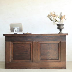 折畳みアンティークレジカウンター  折たたみテーブル プランツスタンド 水槽 商品ディスプレイ 店舗什器 マルシェ 2枚目の画像