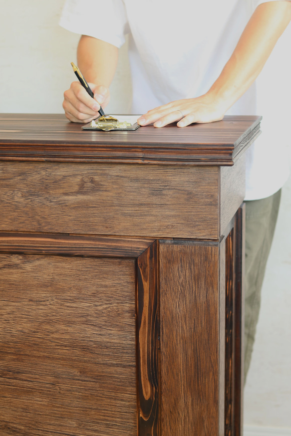 折畳みアンティークレジカウンター  折たたみテーブル プランツスタンド 水槽 商品ディスプレイ 店舗什器 マルシェ 4枚目の画像