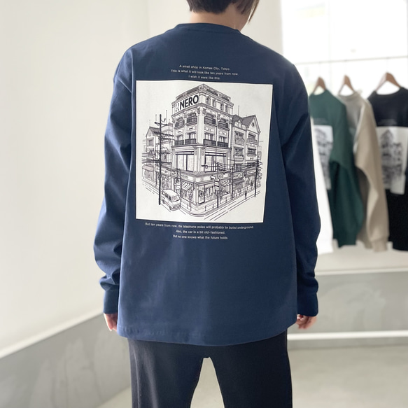 『2024新作』USAコットン バックプリント ロングスリーブTシャツ ユニセックス 5色展開 【ブラック】 16枚目の画像