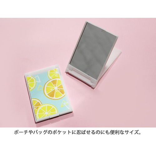 横に文字入れ☆ピンクグリッターミラーにあなただけの文字入れ ミラー コンパクトミラー 折りたたみ スリム 可愛い 名入れ 文字