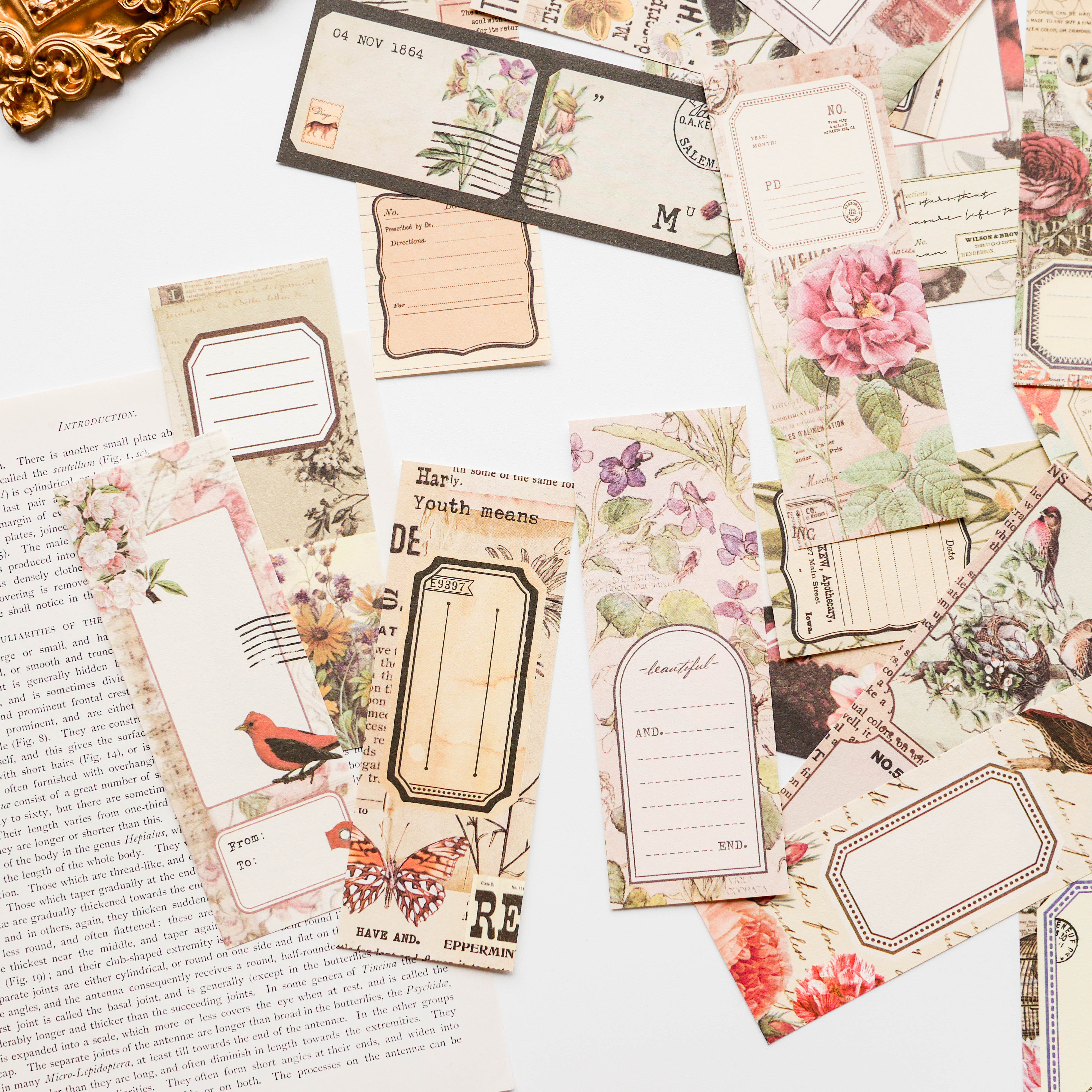 コラージュ風デザインペーパー 40枚 flower notes [AX411