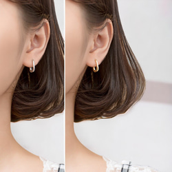 耳環 18K 女士防過敏圈形耳環橢圓形金 925 銀工作禮物簡約 第6張的照片