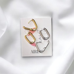耳環 18K 女士防過敏圈形耳環橢圓形金 925 銀工作禮物簡約 第2張的照片