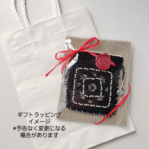 グラニースクエアのミニ巾着ポーチ(ブラック) 巾着袋 conifer