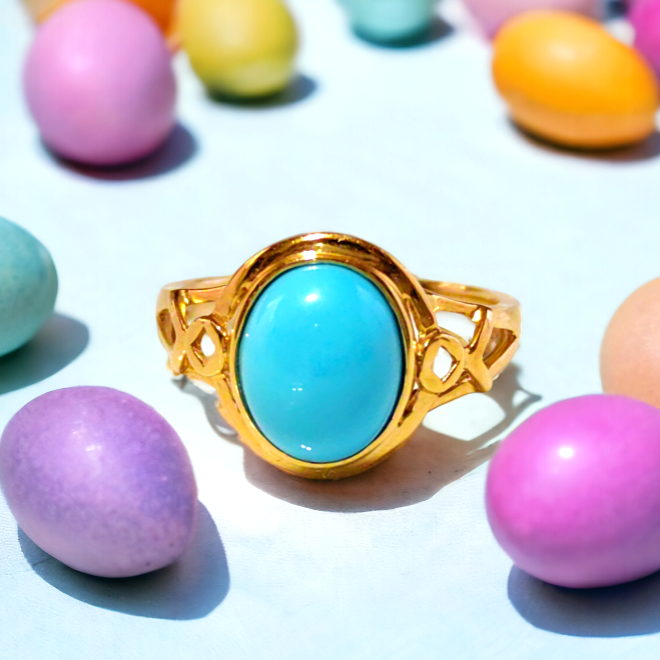 50％OFF送料無料 純金 純粋ターコイズ 指輪 リング 天然石 春 プレゼントギフト 桜 花 母の日 ウェディング 海