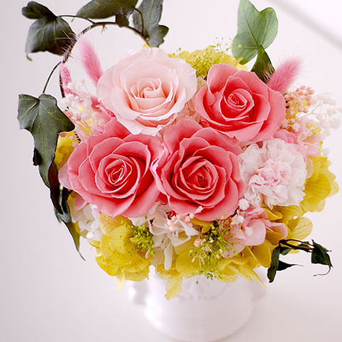 ミモザと花々鳥かごアレンジ　フライングリース　母の日　母の日ギフト ミモザと花々鳥かごアレンジフライングリース母の日母の日ギフト