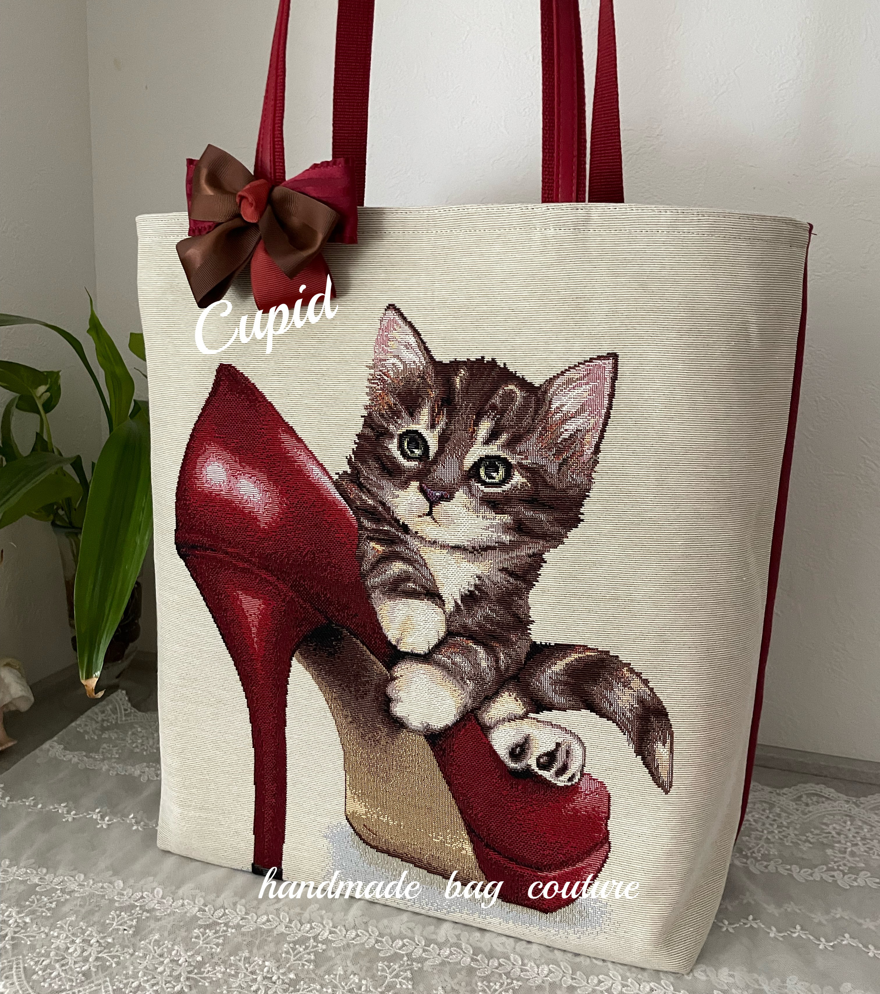 ジャクリーン　ハンバート、【赤いバックの猫】、希少な額装用画集より