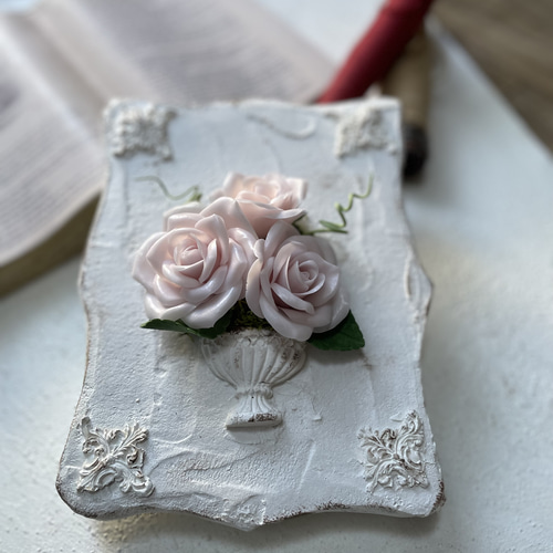 送料無料【粘土のお花】クレイフラワー 薔薇 モルタルフレーム バラ