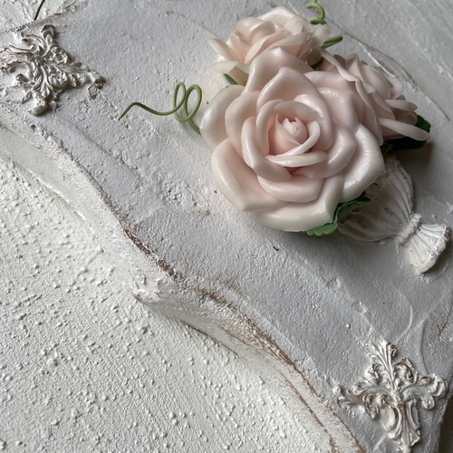 送料無料【粘土のお花】クレイフラワー 薔薇 モルタルフレーム バラ