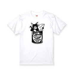 猫とカエルのTシャツ（ホワイト）男女兼用 2枚目の画像