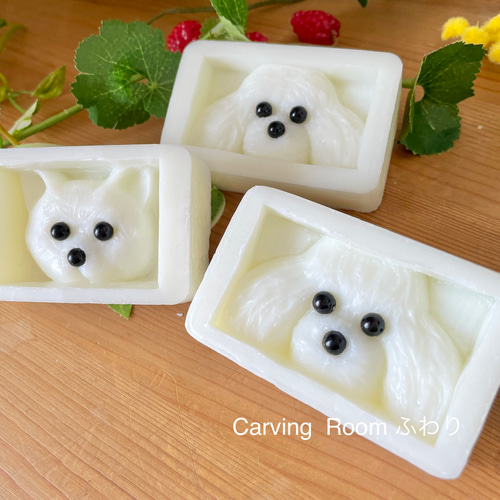 最終お値段❤️ 天然石 象 犬 カービング ソープカービング】うちの子にそっくり！石けんのトイプードル トイ