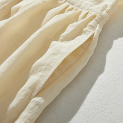 引人注目的蕾絲長裙，100% 亞麻，淺黃色，240325-2 第9張的照片