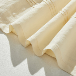 引人注目的蕾絲長裙，100% 亞麻，淺黃色，240325-2 第13張的照片