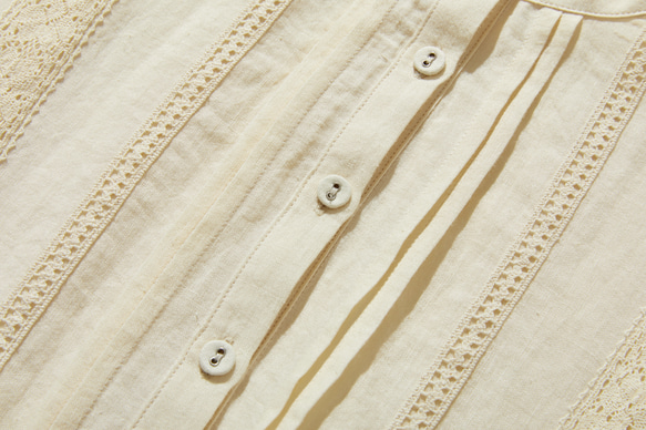 引人注目的蕾絲長裙，100% 亞麻，淺黃色，240325-2 第5張的照片