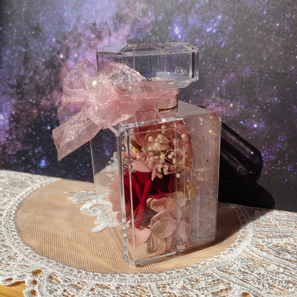 母の日 ギフト くすみカラー 花 香水瓶 プリザーブドフラワー　ミニサイズ 2枚目の画像