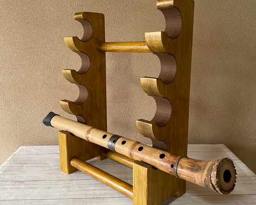 尺八 置き 4本 ヒノキ オールナットツヤなし その他インテリア雑貨