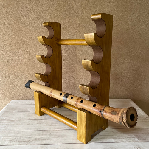 尺八 置き 4本 ヒノキ オールナットツヤなし その他インテリア雑貨