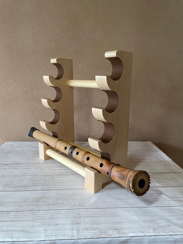 尺八を置く台 尺八置台 尺八スタンド 尺八 置台 廃番：尺八三本立-スタンド