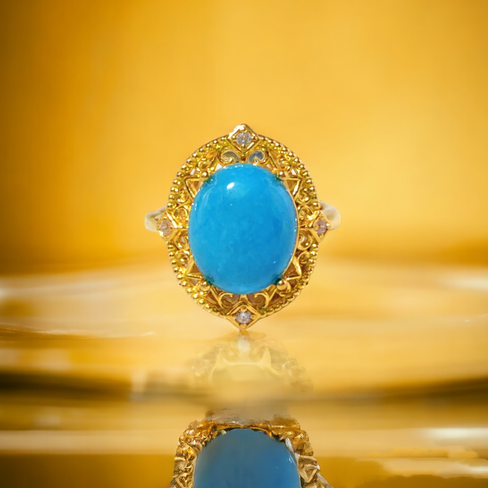 50％OFF送料無料 純金999％ 天然石 ターコイズ 指輪 リング フリーサイズ 豪華 おしゃれ メンズ レディース