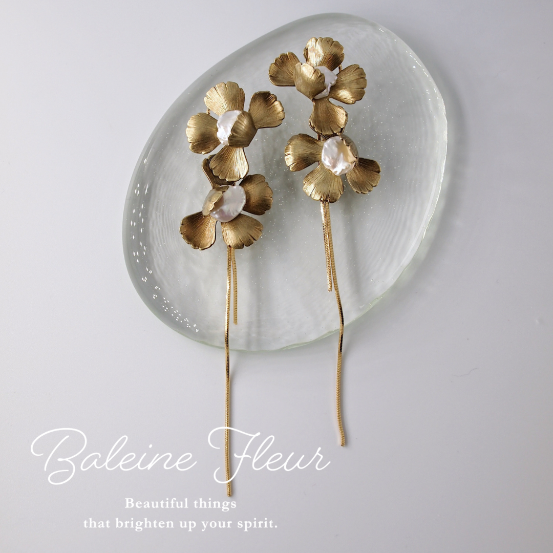 『breeze flower』ピアス イヤリング 真鍮 パール 淡水パール ブライダル ウェディング