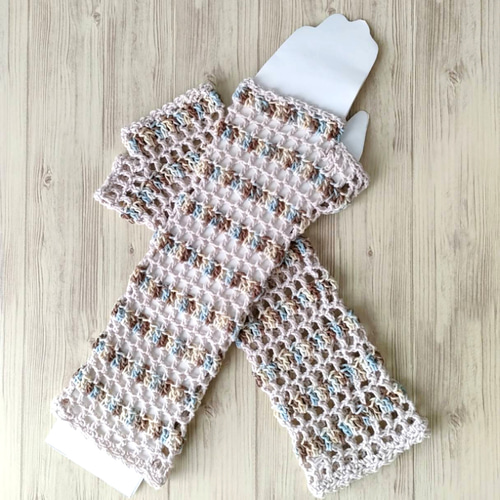 ハンドウォーマー 春夏 アームカバー かわいいレース編み 親指あり