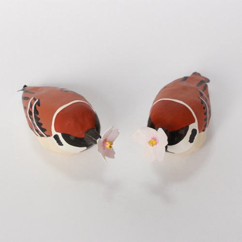 スズメさん専用出品 スズメと桜】 張り子 スズメの盗蜜 その他置物 ookina_ki 通販