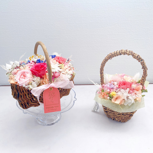 薔薇とカーネーション プリザーブドフラワー 花籠 フラワー
