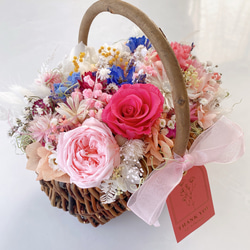 薔薇とカーネーション プリザーブドフラワー 花籠 フラワー