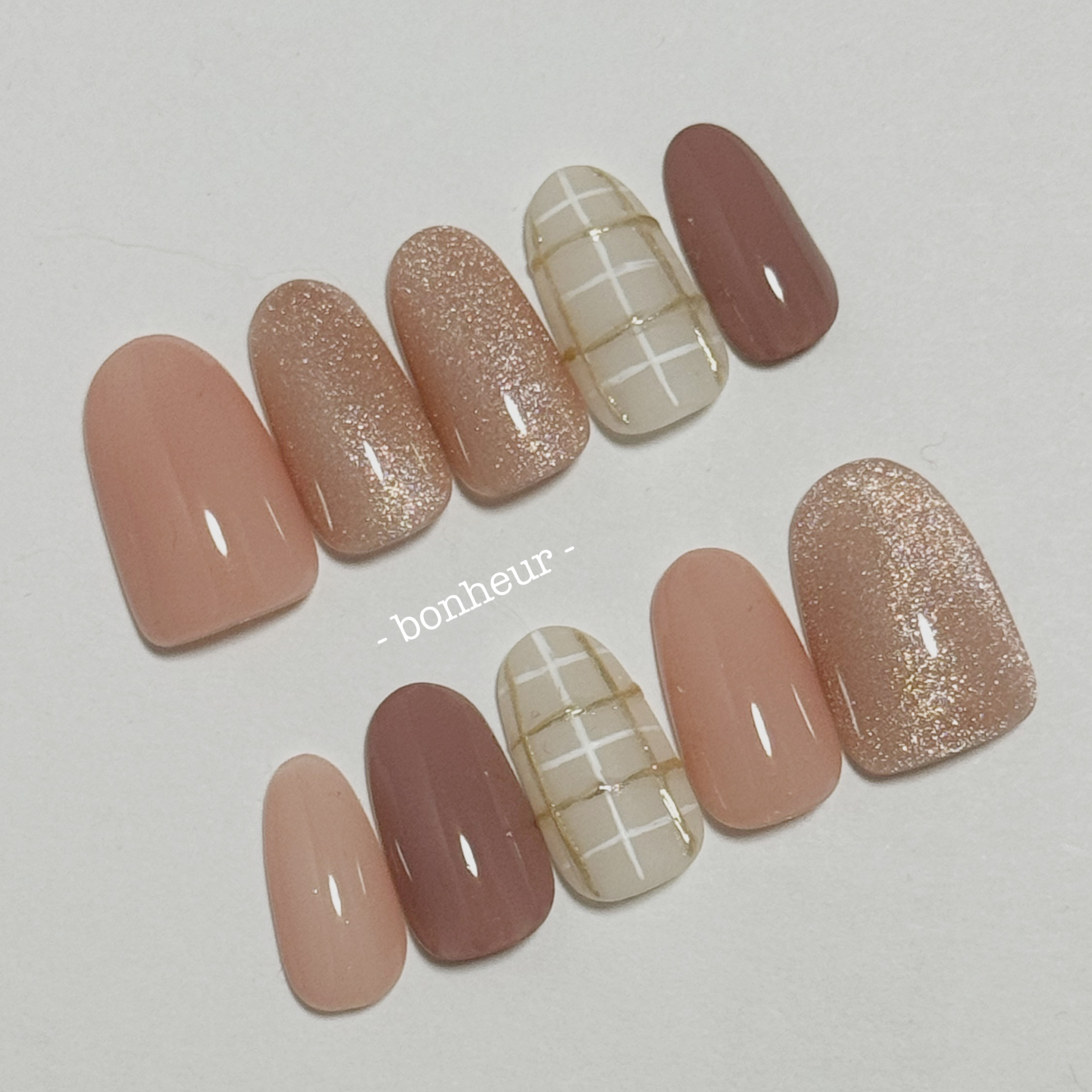 マグネットライトブラウン×ホワイトチェック