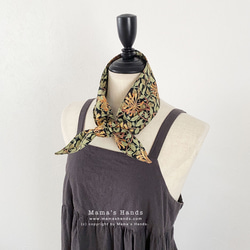 時尚 William Morris 黑橙色花卉圖案 100% 棉夏季冰袋冬季保暖頸部涼爽圍巾母親節 第5張的照片