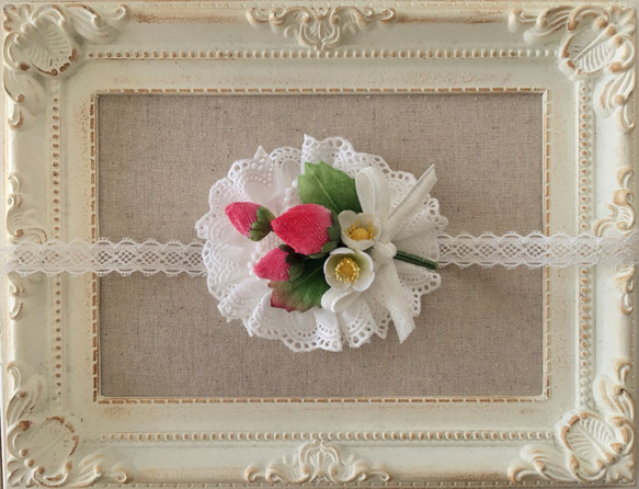 ドール用レースとイチゴのスモールヘッドドレス(L) その他人形 PAPER