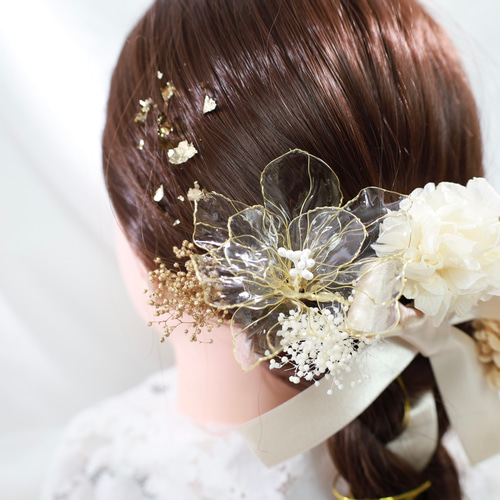 アメリカンフラワー 結婚式髪飾り ウェディング ヘッドドレス 成人式