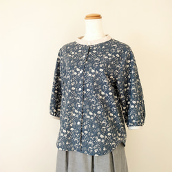 Botanical flower blouse ネイビー Ｍ～Ｌサイズ 12枚目の画像