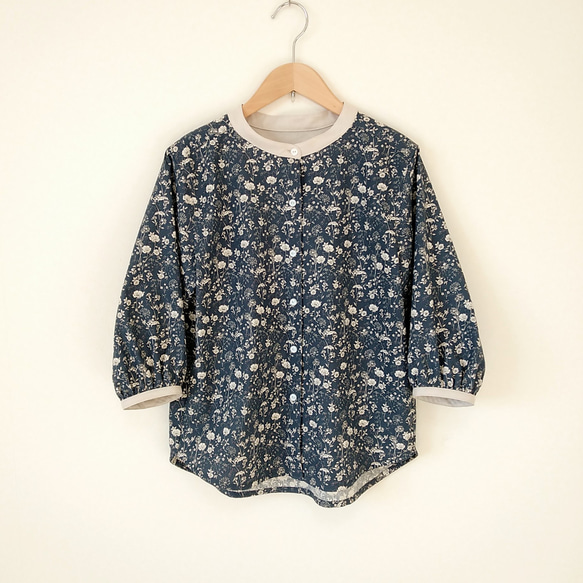 Botanical flower blouse ネイビー Ｍ～Ｌサイズ 10枚目の画像