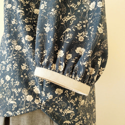 Botanical flower blouse ネイビー Ｍ～Ｌサイズ 5枚目の画像