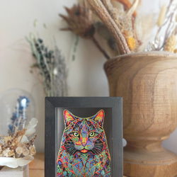 Stained Gloss 01：クリリアンボブテイル【H判】／特殊印刷　額装付き　猫　インテリア　グラフィックアート 4枚目の画像