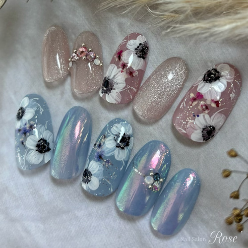 アネモネネイル〈作品No.7〉 ネイルチップ（つけ爪） Nail Salon Rose