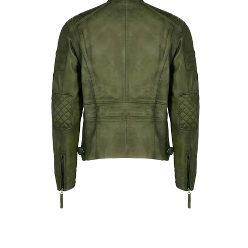 オリーブグリーン レザー ジャケット ワイツーY❜2 馬皮