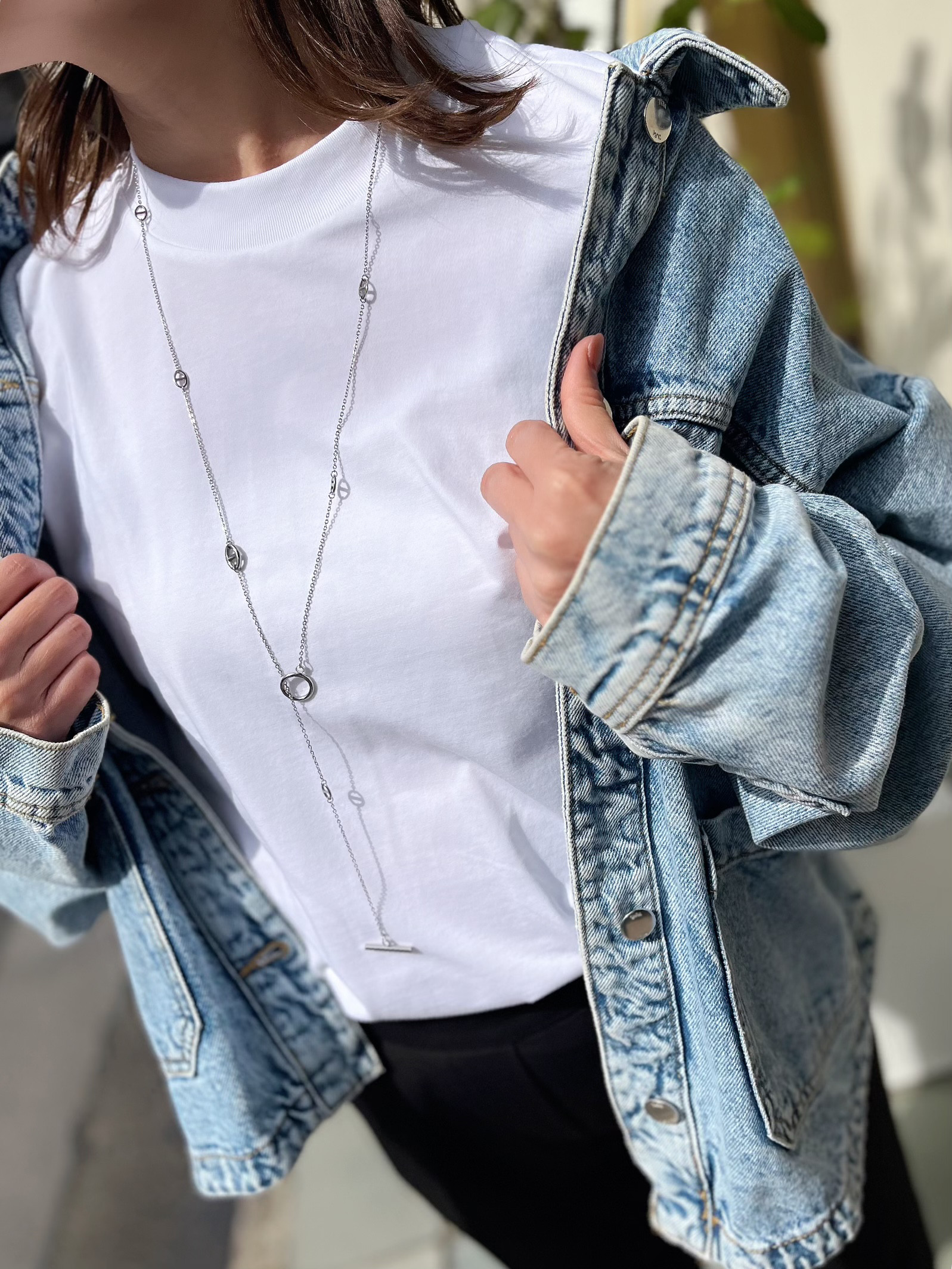 【サージカルステンレス】 アンカーチェーン マンテルロングネックレス silver        Ω