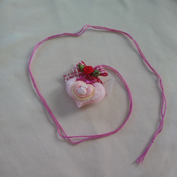 ロングペンダント Heart ribbon Rose 刺繍糸 限定２ 現品限り 11枚目の画像