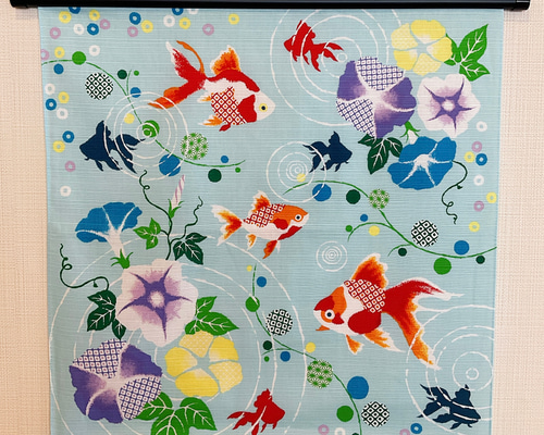 タペストリー　金魚　黒地 919ad07da6302ce423e2e1feca388b