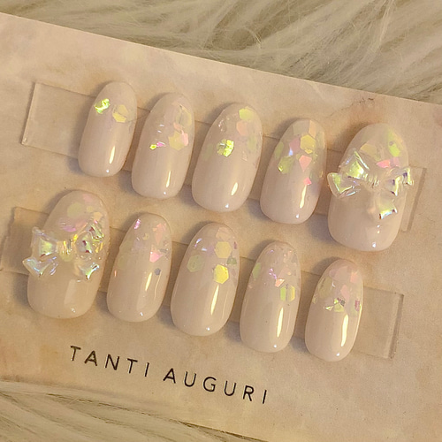 ♥オーロラ リボン ジェルネイルチップ♥ ネイルチップ（つけ爪） Yuri  