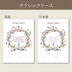 誓いの言葉入り結婚証明書　リースタイプ　ウェディングツリー　説明書付き 7枚目の画像