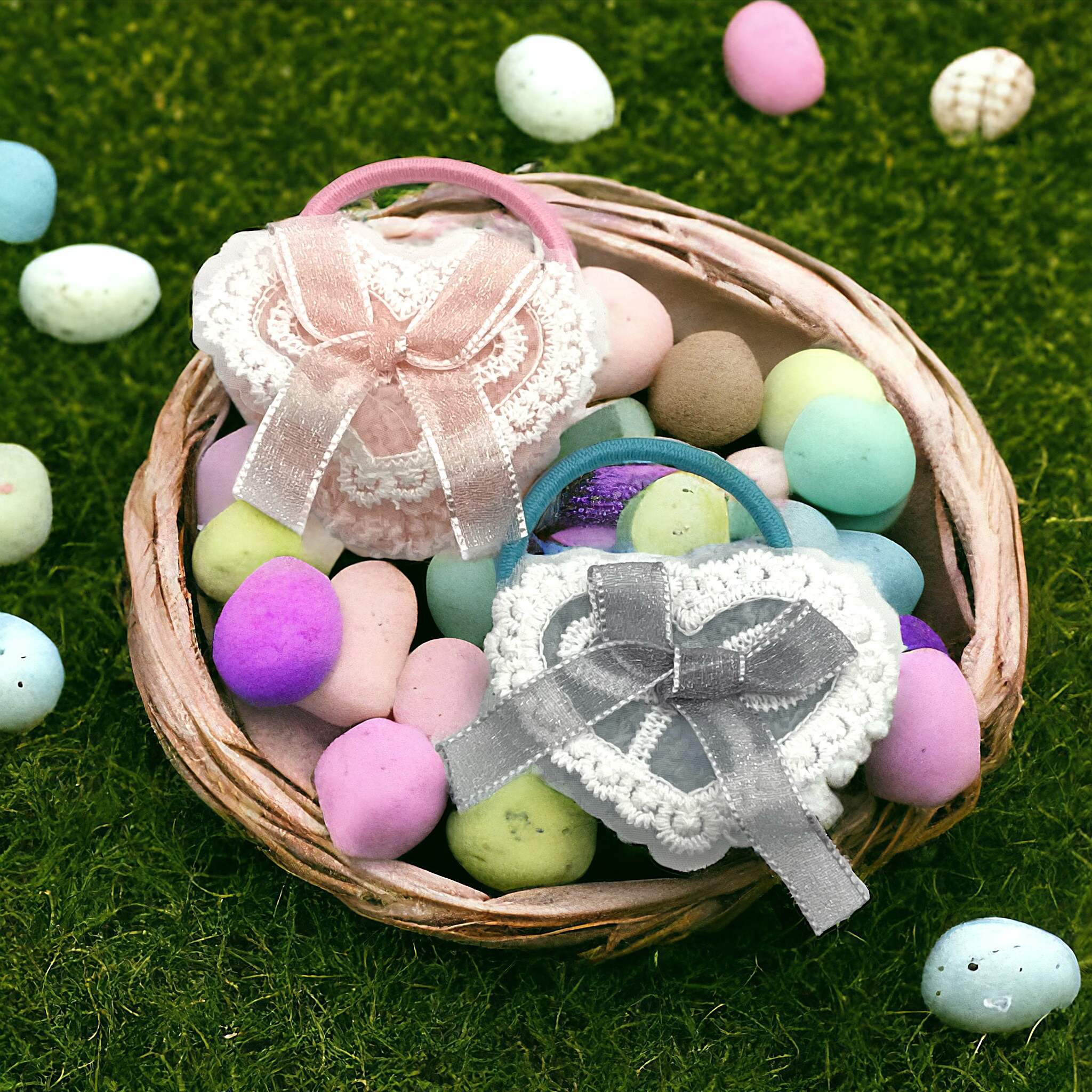 確認ヘアゴムヘアリボン1069バレリーナピンクベージュ