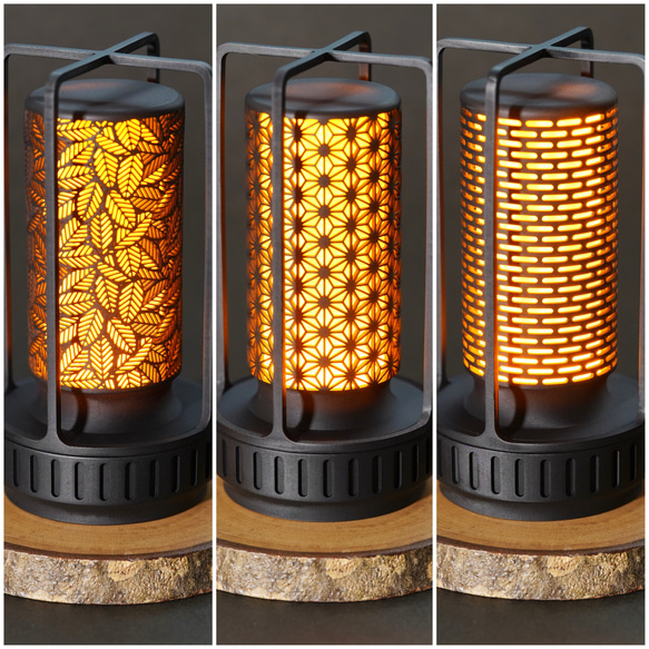 LEDキャンドルライト 麻の葉模様 ランタン キャンプ アウトドア 焚き火 おしゃれ