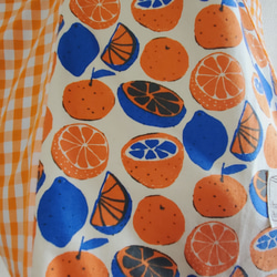 大きめころりんマルシェトートバッグ (柑橘系フルーツ柄×ギンガムチェック柄) 6枚目の画像