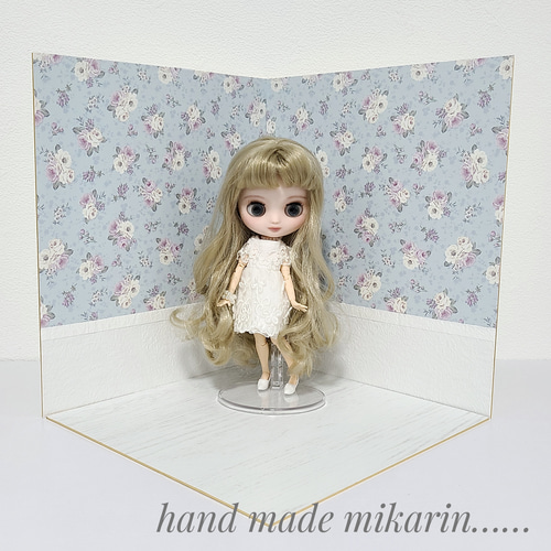 ドールハウス　撮影用背景ボード　ハンドメイドミニチュア☆家具&小物とセット☆ ミニチュア ドールハウス 背景ボード 壁 床 ブライス リカちゃん
